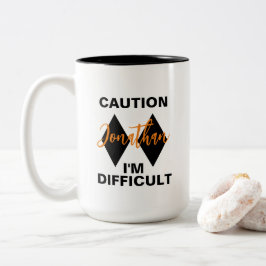 Funny Difficult Double Black Diamond Name Tweekleurige Koffiemok