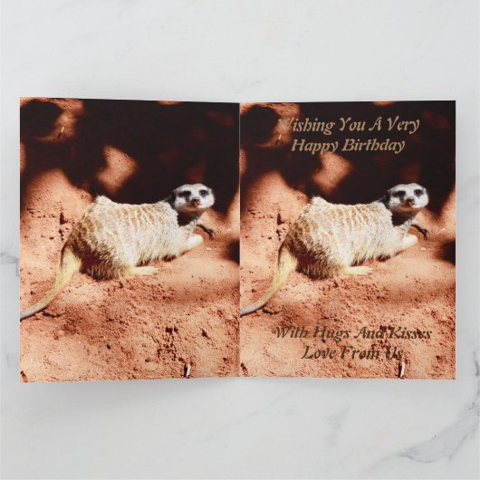 Funny Digging Meerkat Jumbo Birthday Kaart (Binnen)