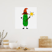 Funny Dill Pickle Wizard en Magic Wand Poster (Keuken)