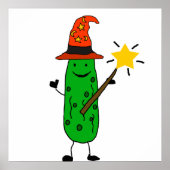 Funny Dill Pickle Wizard en Magic Wand Poster (Voorkant)
