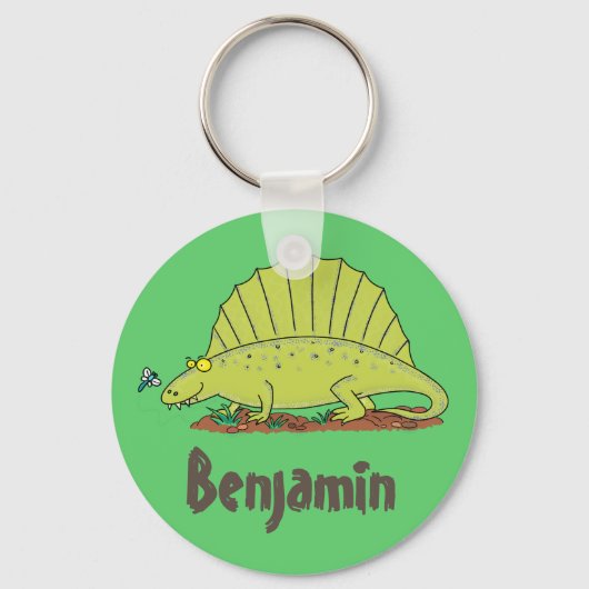Funny dimetrodon dinosaur illustration cartoon sleutelhanger (Voorkant)