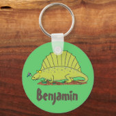 Funny dimetrodon dinosaur illustration cartoon sleutelhanger (Voorkant)