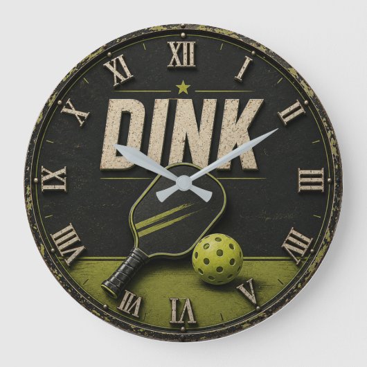 Funny Dink Rustic Vintage Pickleball Grote Klok (Voorkant)
