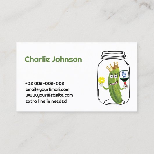 😍 🤩 🥒 Funny Dinking coach Pickleball Visitekaartje (Achterkant)