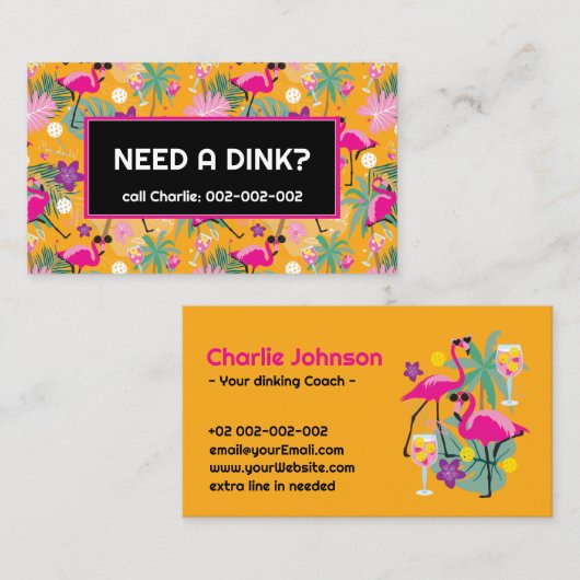 Funny Dinking coach Pickleball Visitekaartje (Voorkant / Achterkant)