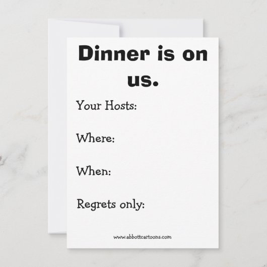 Funny Dinner Invitations "Spectickles" Humor Kaart (Achterkant)