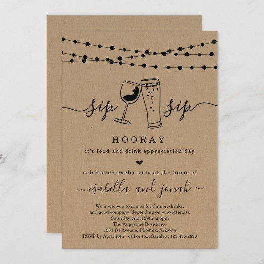 Funny Dinner Party Uitnodiging (Voorkant / Achterkant)