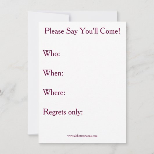 Funny Dinner Party-uitnodigingen Kaart (Achterkant)