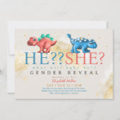 Funny Dino Boy of Girl Gender onthulling Kaart (Voorkant)