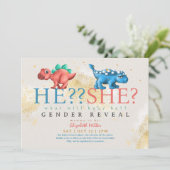 Funny Dino Boy of Girl Gender onthulling Kaart (Staand voorkant)