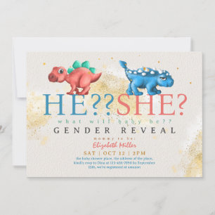 Funny Dino Boy of Girl Gender onthulling Kaart