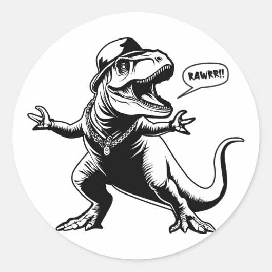 Funny Dino Meme Rawr Ronde Sticker (Voorkant)