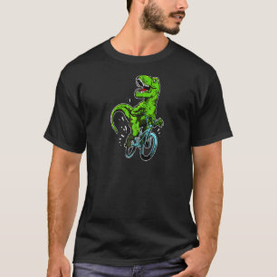 Funny Dino on a Bmx Mountain Bike T rex Bicycle Ri T-shirt