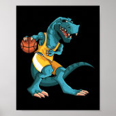 Funny Dino Playing Sketll T-rex Lover Player Kids Poster (Voorkant)