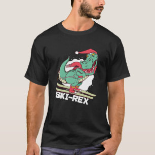 Funny Dino Ski Rex die kerstcadeaus krijgt T-shirt