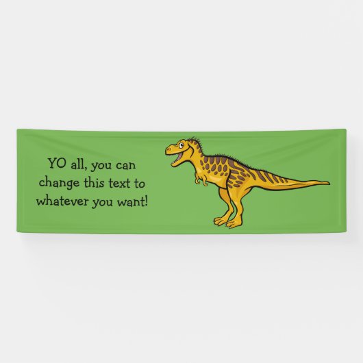 Funny Dinosaur aangepaste tekst en kleurenbanner Spandoek (Horizontaal)