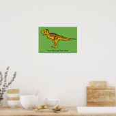 Funny Dinosaur aangepaste tekst en kleurenposter Poster (Keuken)