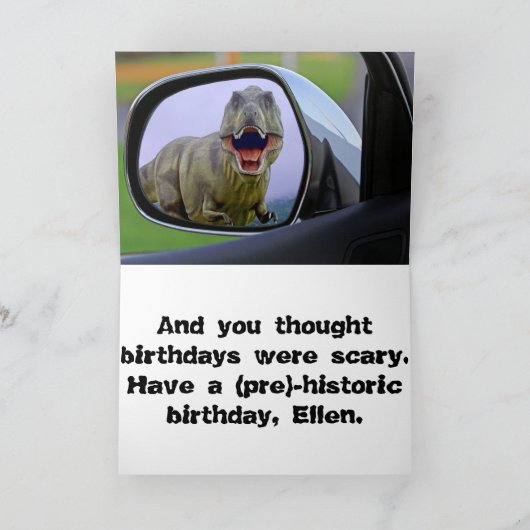 Funny Dinosaur Aging Birthday Kaart (Binnen)