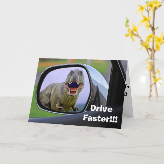 Funny Dinosaur Aging Birthday Kaart (Gele Bloem)