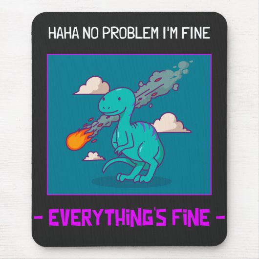 Funny Dinosaur Asteroid Alles is prima Muismat (Voorkant)
