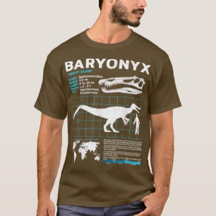 Funny Dinosaur Baryony Fact Sheet Fossils Data T-shirt