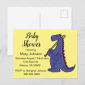 Funny Dinosaur Baseball Player Baby shower Uitnodiging Briefkaart (Voorkant / Achterkant)