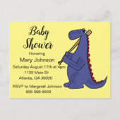 Funny Dinosaur Baseball Player Baby shower Uitnodiging Briefkaart (Voorkant)