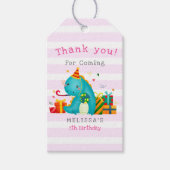 Funny Dinosaur Birthday Girl Party Cadeaulabel (Voorkant)