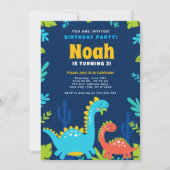 Funny Dinosaur Birthday Party Invitation Feestdagenkaart (Voorkant)