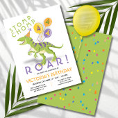 Funny Dinosaur Birthday Party Invitation Kaart