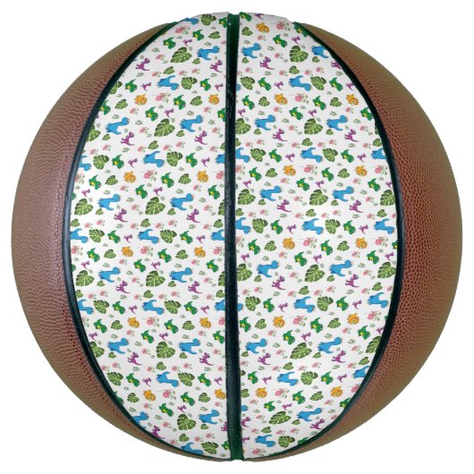 Funny Dinosaur, bladeren Basketbal (Verticaal)
