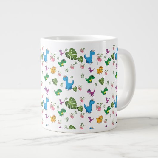 Funny Dinosaur bladeren Grote Koffiekop (Voorkant rechts)