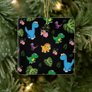 Funny Dinosaur, bladeren Keramisch Ornament