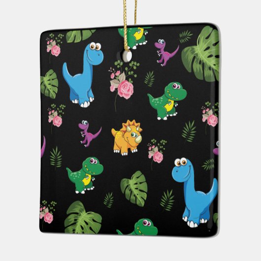 Funny Dinosaur, bladeren Keramisch Ornament (Links)