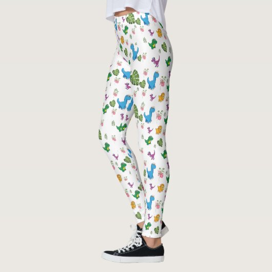 Funny Dinosaur, bladeren Leggings (Links)