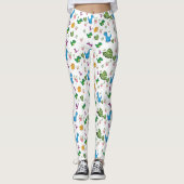 Funny Dinosaur, bladeren Leggings (Voorkant)