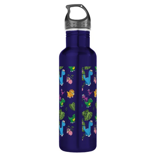 Funny Dinosaur, bladeren Waterfles (Achterkant)