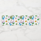 Funny Dinosaur, bladeren Waterfles Etiket (Enkel label)