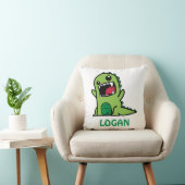 Funny dinosaur cartoon met naam kussen (Stoel)