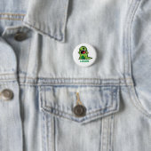 Funny dinosaur cartoon met naam ronde button 3,2 cm (In situ)