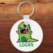 Funny dinosaur cartoon met naam sleutelhanger (Voorkant)