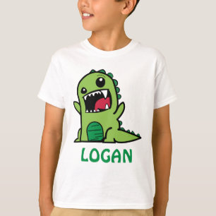 Funny dinosaur cartoon met naam  t-shirt