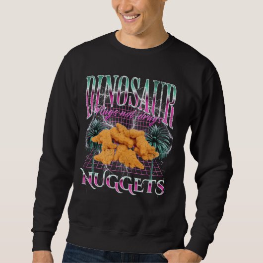 Funny Dinosaur Chicken Nugget Meme Bootleg 90s Str Trui (Voorkant)
