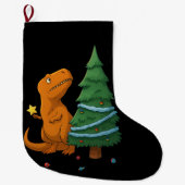 Funny Dinosaur Christmas – Cute T-Rex Holiday Grote Kerstsok (Voorkant)