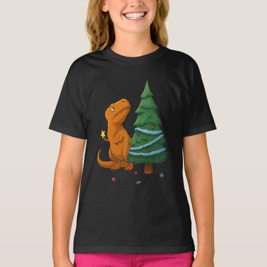 Funny Dinosaur Christmas – Cute T-Rex Holiday T-shirt (Voorkant)