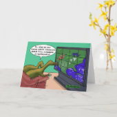 Funny Dinosaur Climate Change Dinosaur Cartoon Kaart (Gele Bloem)