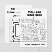 funny Dinosaur Coloring Maze Classroom Valentine  Bedankkaart (Voorkant / Achterkant)