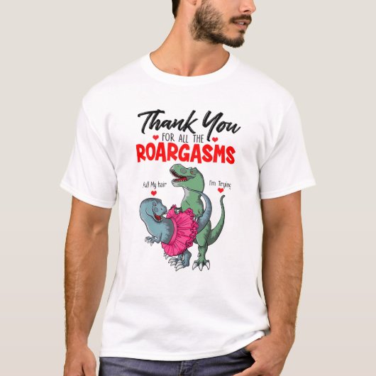 Funny Dinosaur Couple bedankt voor alle roargasms T-shirt (Voorkant)