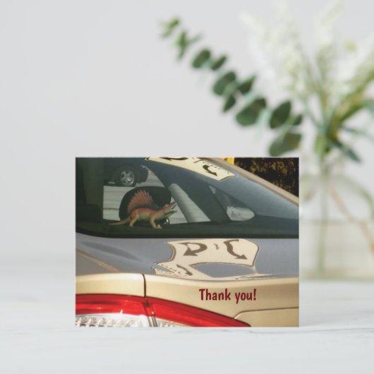 Funny Dinosaur Dank u Briefkaart (Staand voorkant)