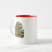 Funny Dinosaur Deadline Coffee Mug Tweekleurige Koffiemok (Voorkant links)